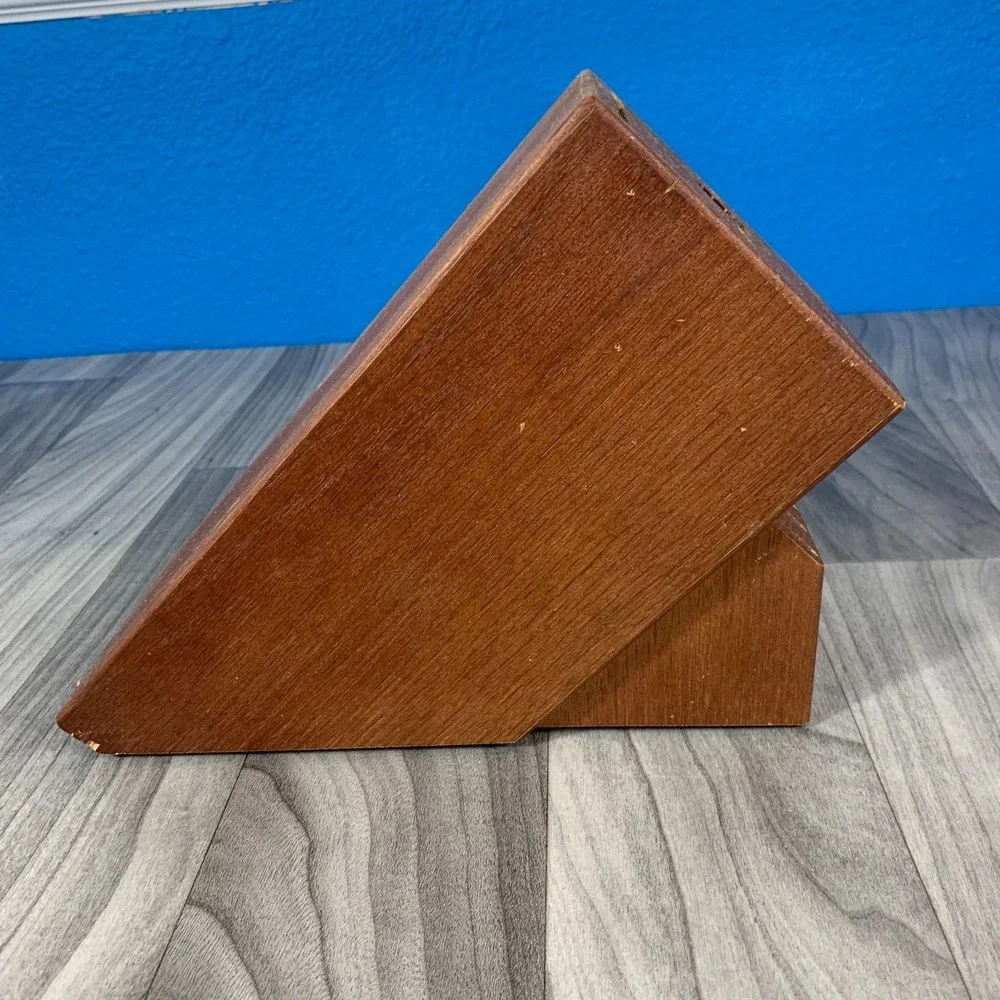 Cutco 13 Slot Solid Oak Knife Block 12 Knives 1 Sharpener Hole USA